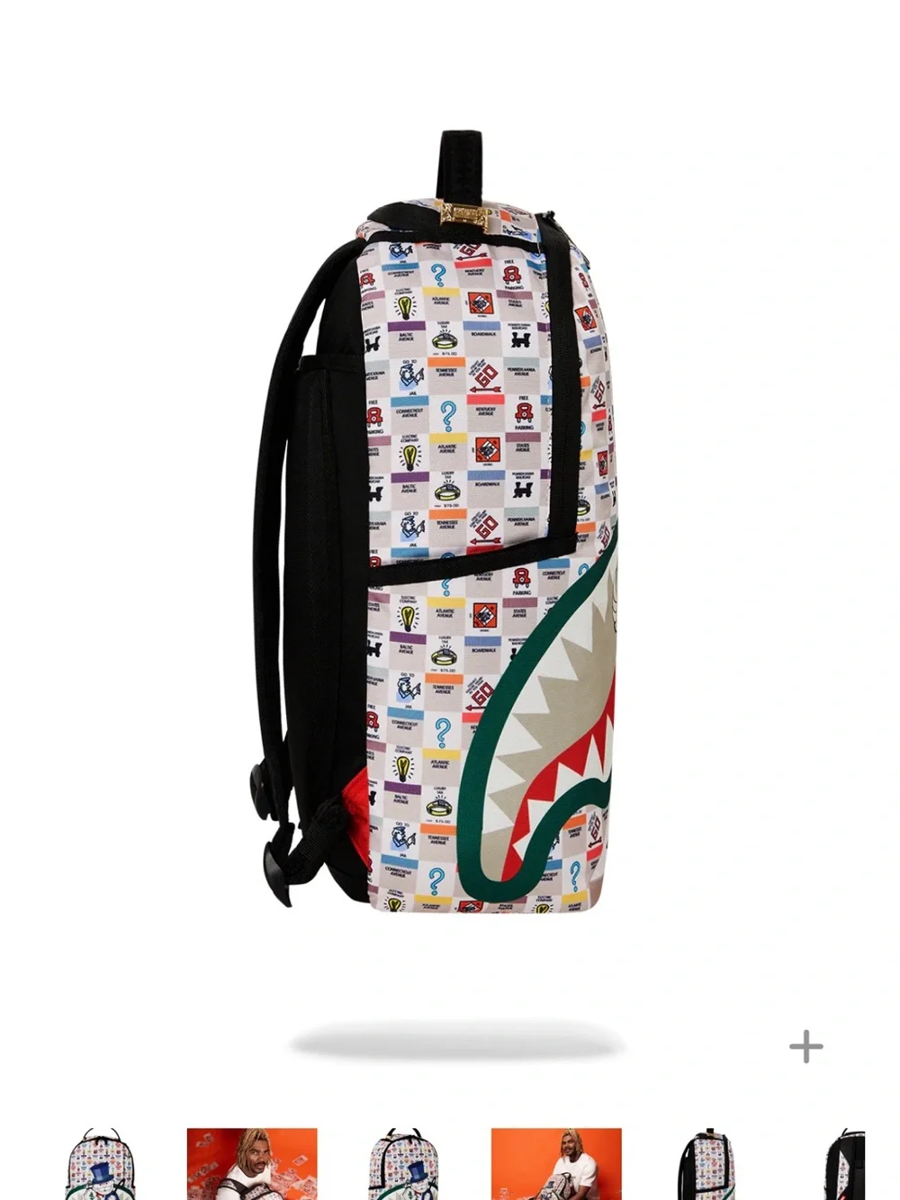 Sprayground White Multicolor Monopoly Mr. Monopoly Graphic Backpack (FIRM PRICE)